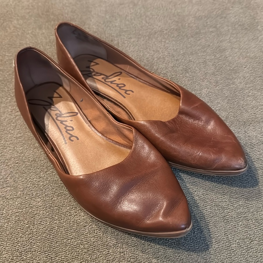 Zodiac Leather Flats Women’s Pointed Toe Size 9.5 Slip On Shoes (TD)